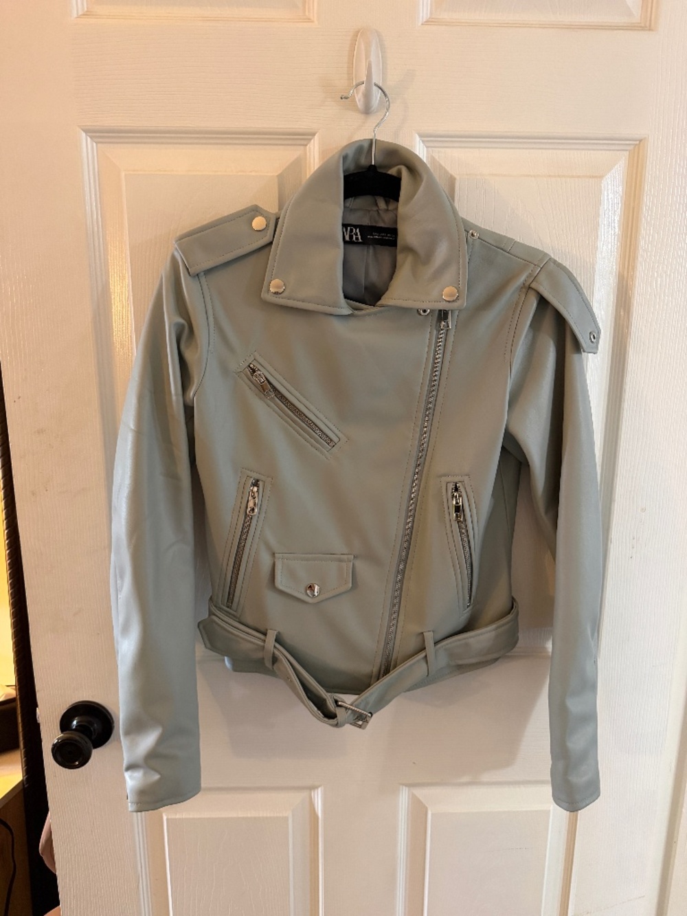 Small Dusty Teal Faux Leather Jacket